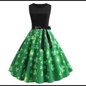 St Patrick’s Day retro swing dress with Shamrocks